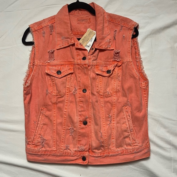 Ralph Lauren Fade Orange Denim Jacket (sleeveless) - Picture 1 of 5